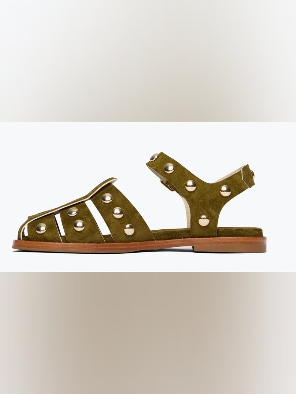 Freda Salvador Olive Green Suede Stud Sandals